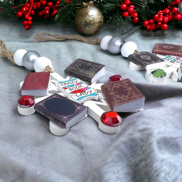 Crazy Book Lady Christmas Ornament: A Whimsical Tribute to Book Lovers! Handmade - Picture 8 of 16